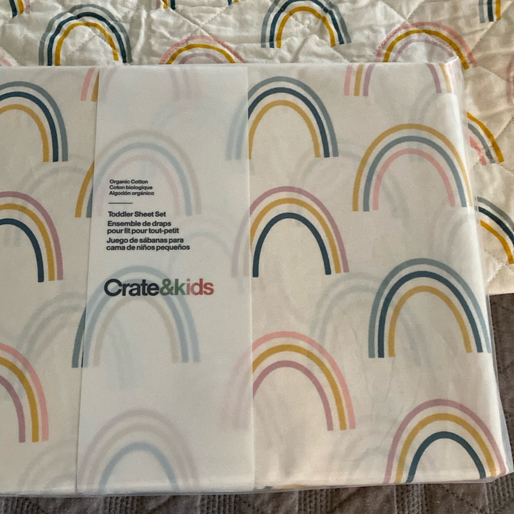 Crate&kids Asha Organic Cotton Rainbow Toddler Sheet Set